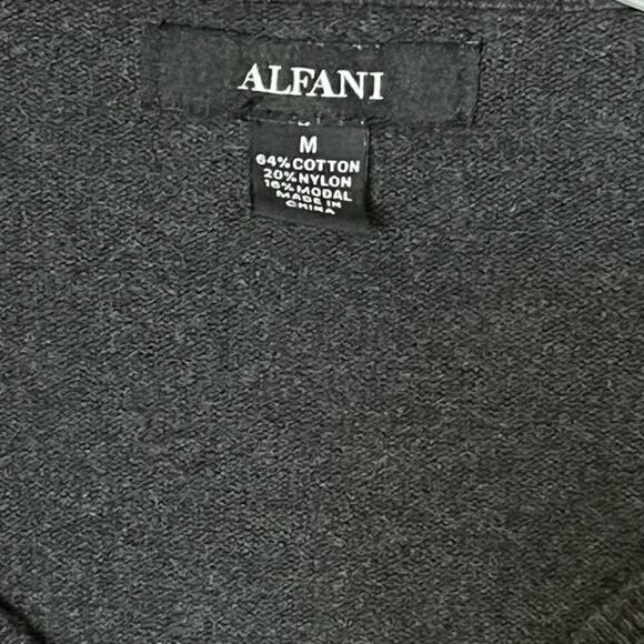 Alfani Mens V-Neck Sweater Pullover Stretch Long Sleeve Medium Grey Classiccore - Picture 7 of 9